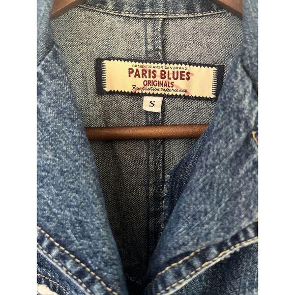 Paris Blues Vintage 90's Long Denim Raw Edge Jacket Women's Size Small - Picture 5 of 8